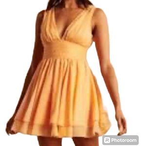 Abercrombie and Fitche Chiffon Dress, Size XXL, orange